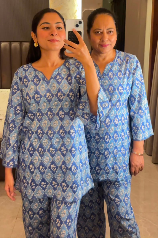 Garden Grid Hand Block Printed Co-ord Set
