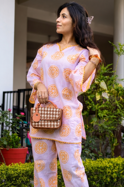Nimbu Pop Hand Block Printed Co-ord Set