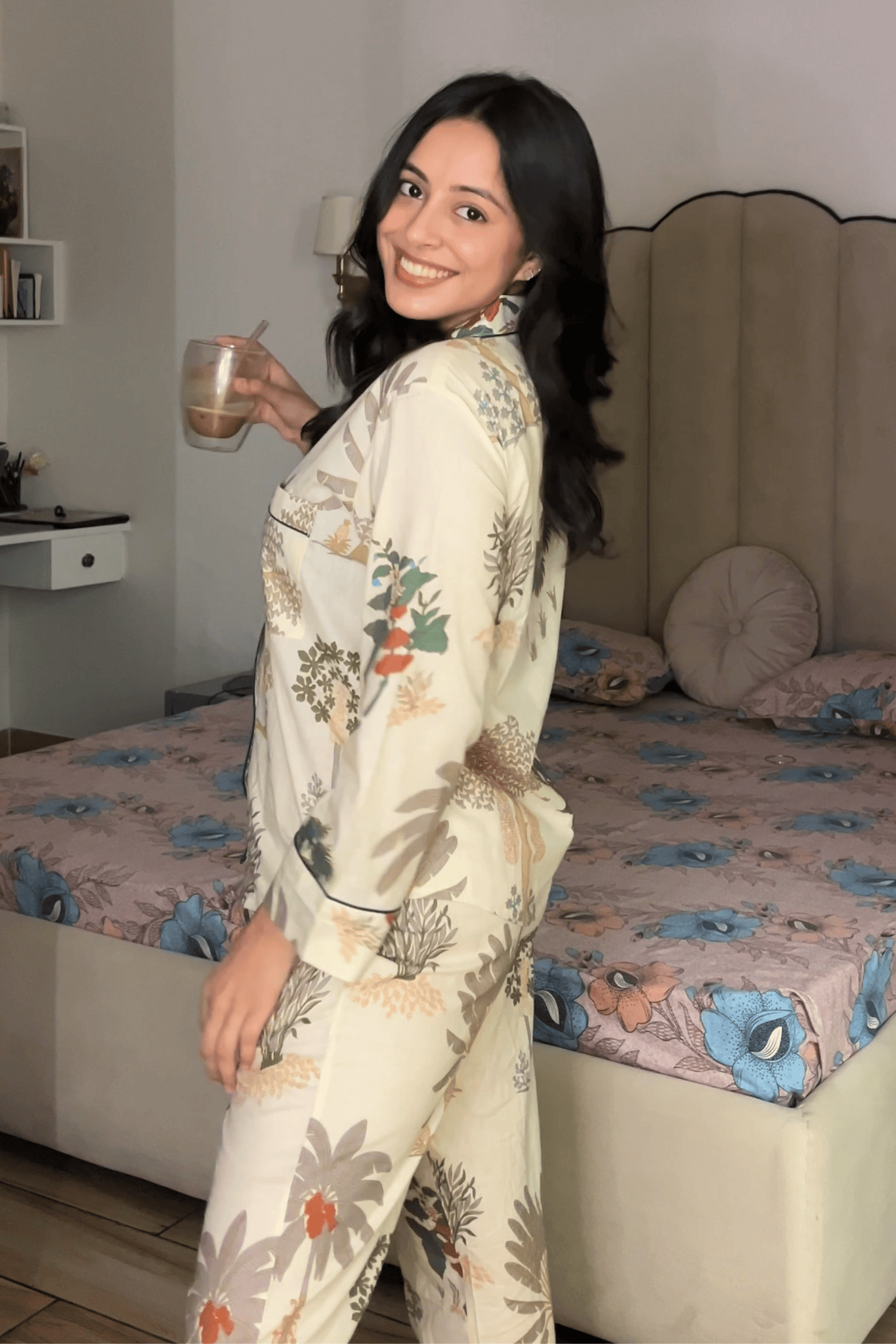 'Chhaya' Hand Screen Printed Collared Pajama Set