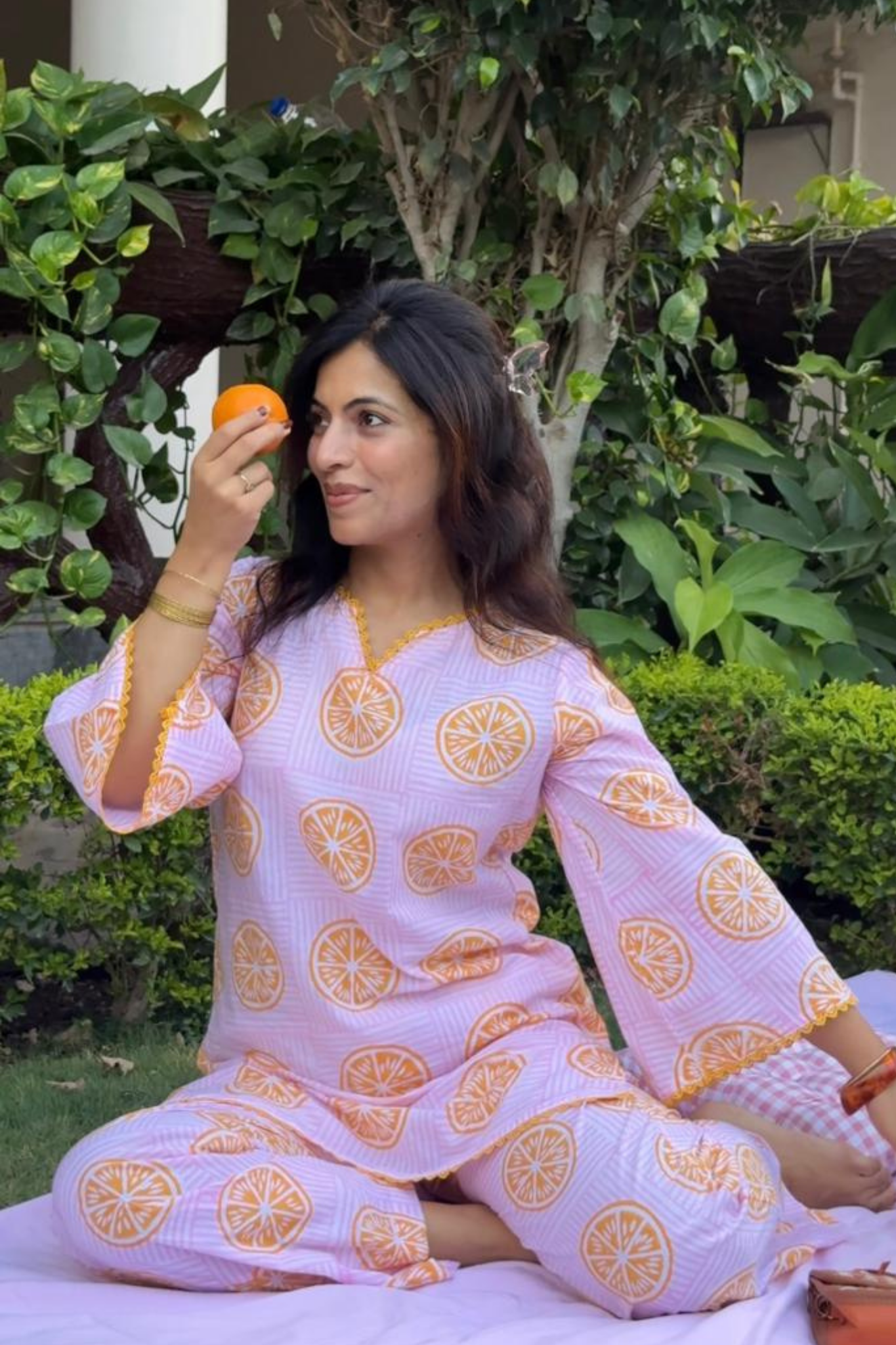 Nimbu Pop Hand Block Printed Co-ord Set