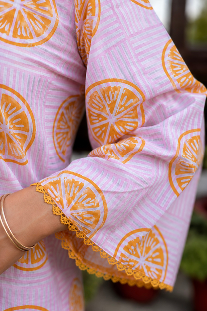 Nimbu Pop Hand Block Printed Co-ord Set
