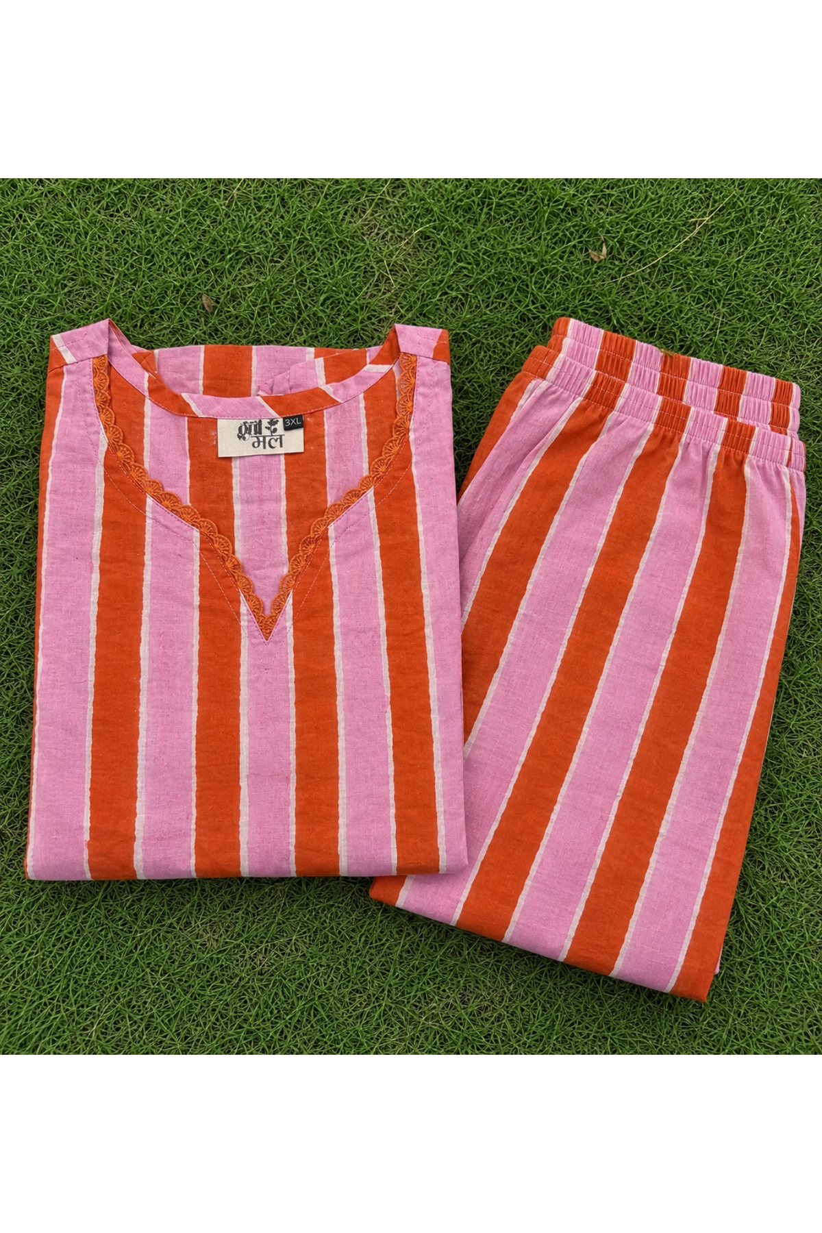 Sorbet Stripes Hand Block Printed Co-ord Set