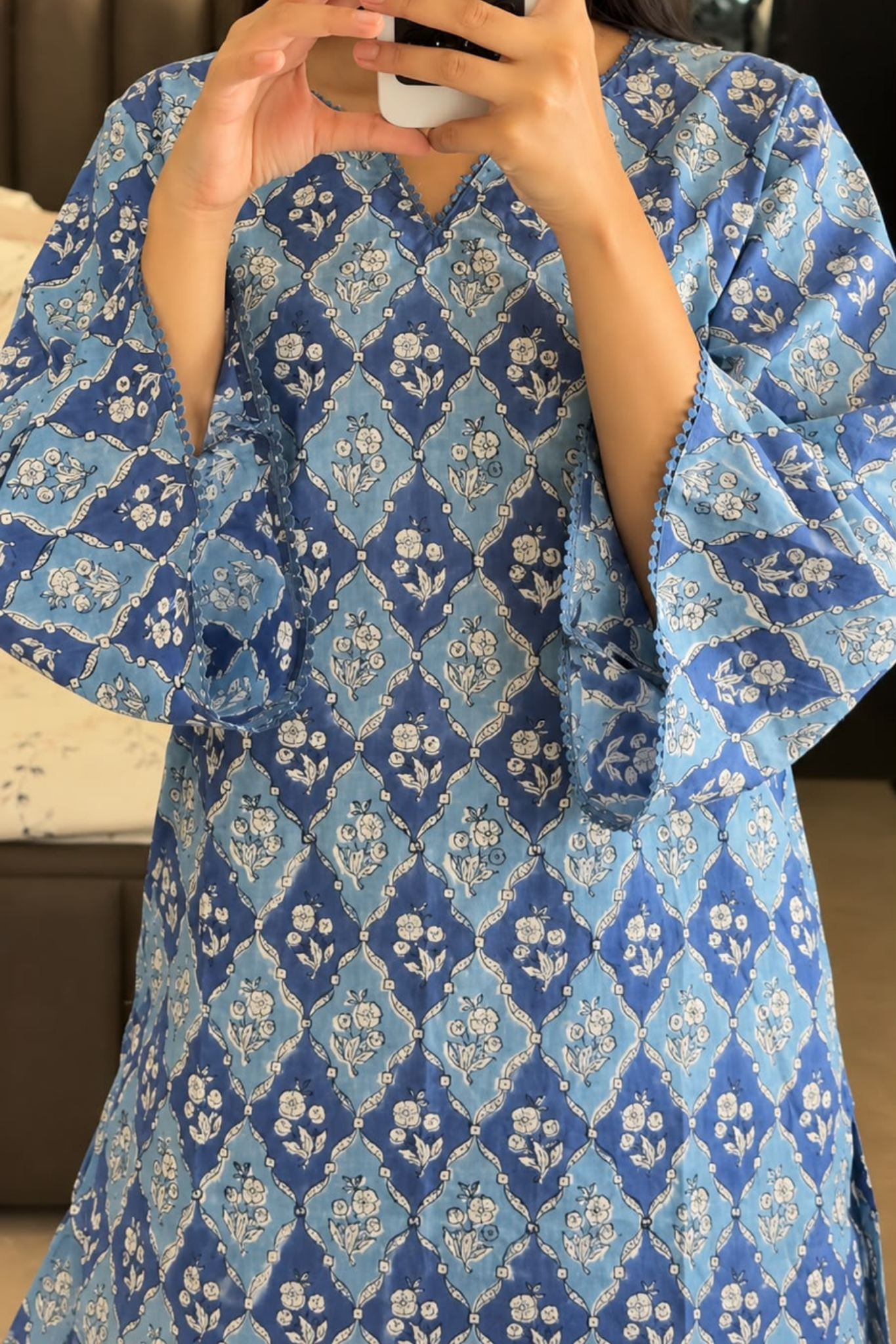 Garden Grid Hand Block Printed Co-ord Set