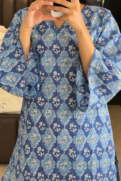 Garden Grid Hand Block Printed Co-ord Set