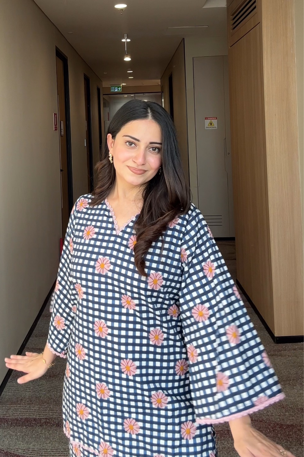 Gingham Gul Cotton Printed Co-ord Set