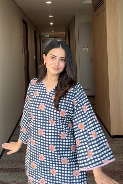 Gingham Gul Cotton Printed Co-ord Set