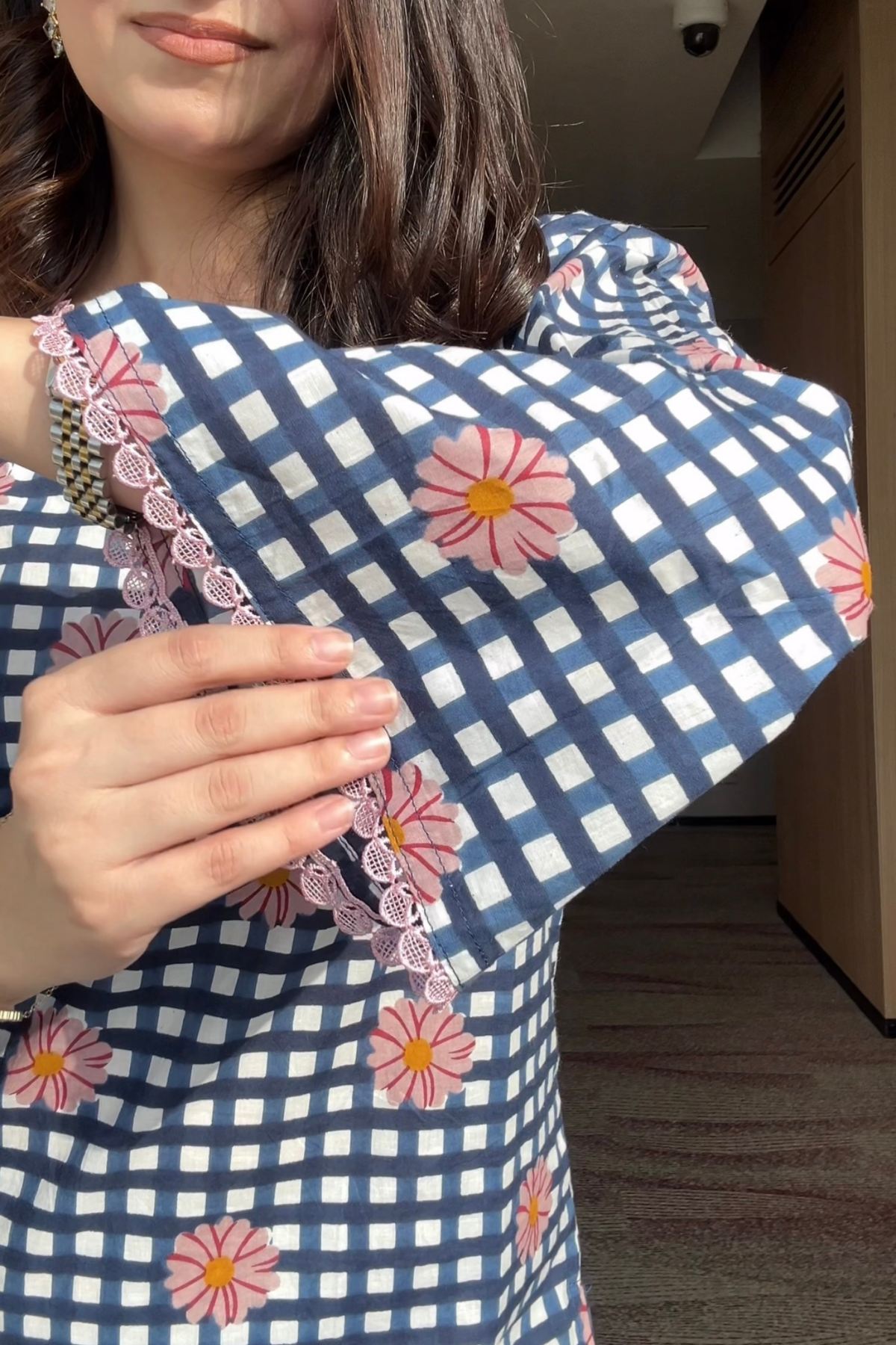 Gingham Gul Cotton Printed Co-ord Set