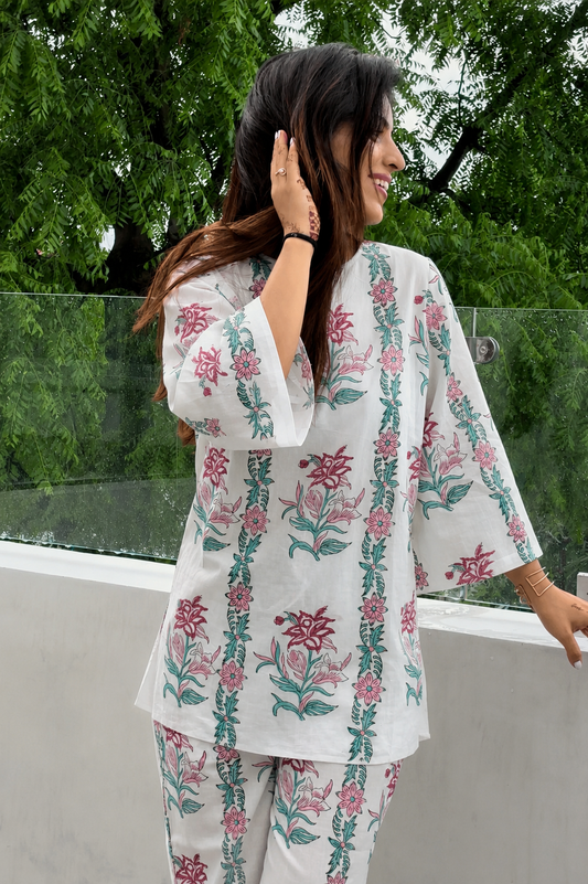 'Gulrekha' Hand Block Printed Co-ord Set