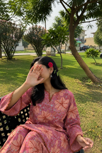Plumeria Hand Block Printed Co-ord Set