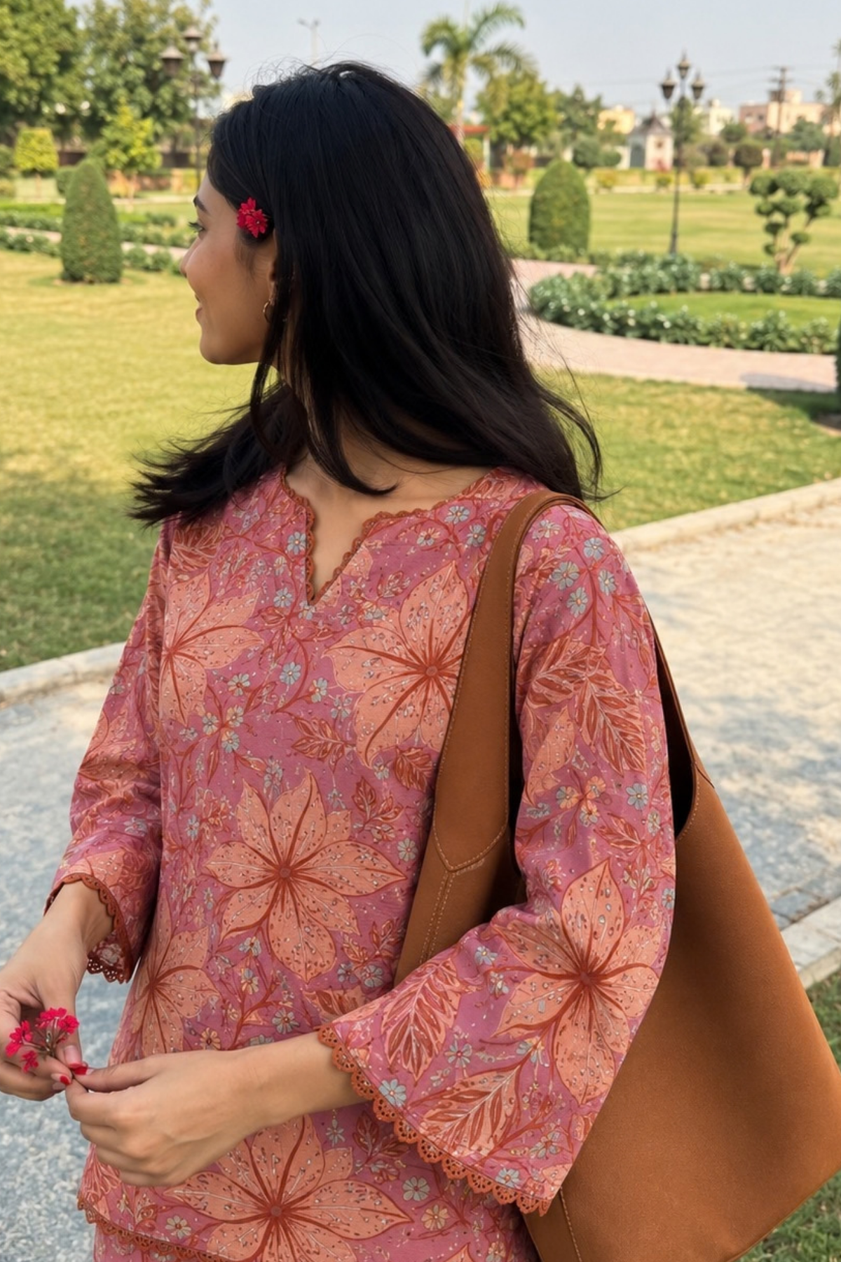 Plumeria Hand Block Printed Co-ord Set