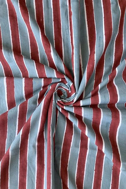 [Restock in 2 Weeks] Cherry Soda Stripes Hand Block Printed Co-ord Set