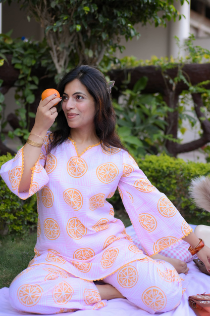 Nimbu Pop Hand Block Printed Co-ord Set