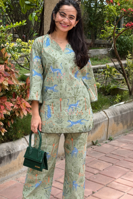 Sage Safari Cotton Printed Co-ord Set