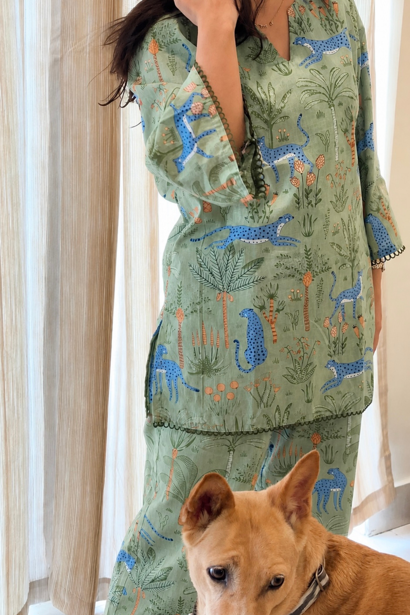 Sage Safari Cotton Printed Co-ord Set