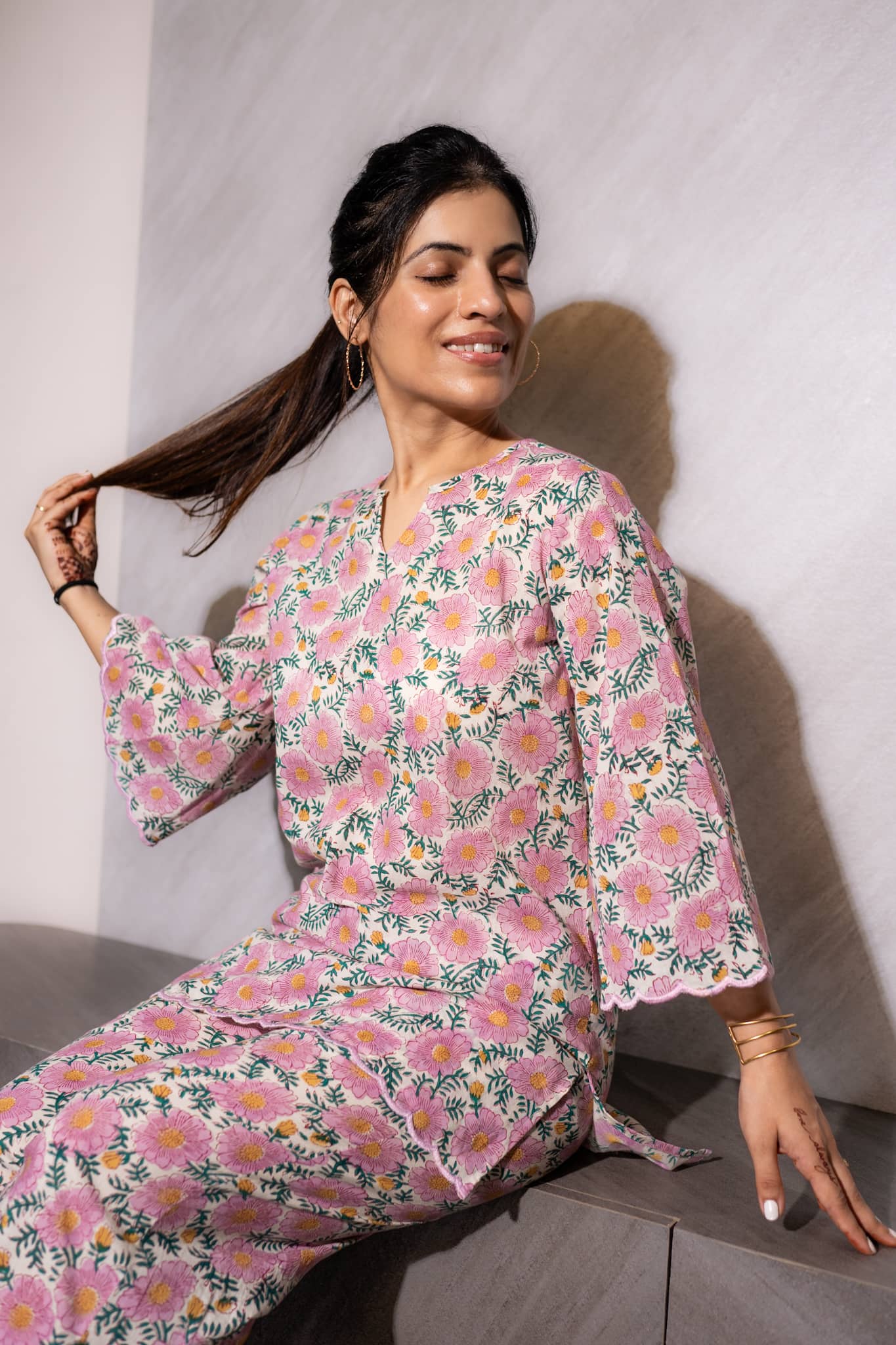 'Banafsha' Hand Block Printed Co-ord Set