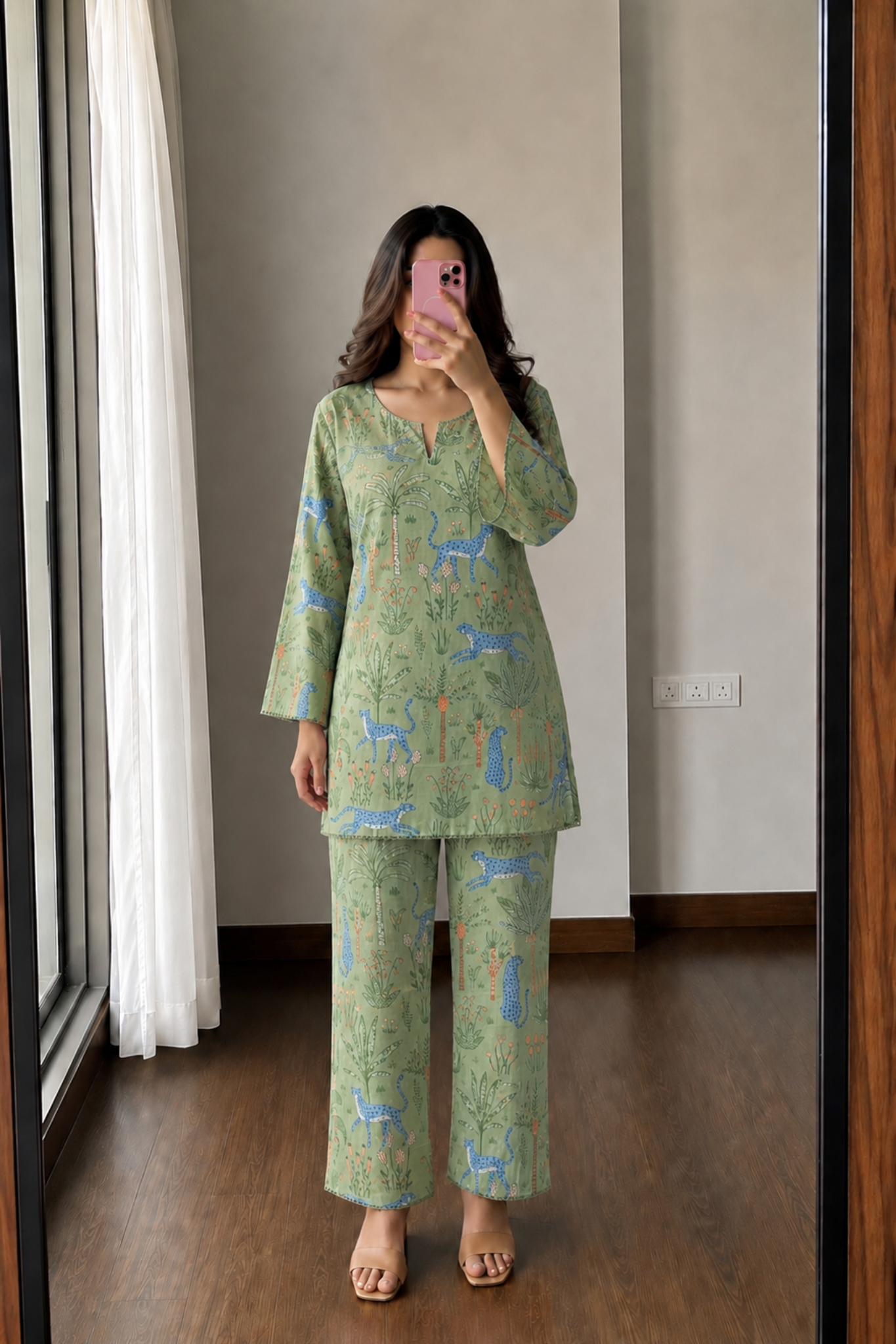 Sage Safari Cotton Printed Co-ord Set