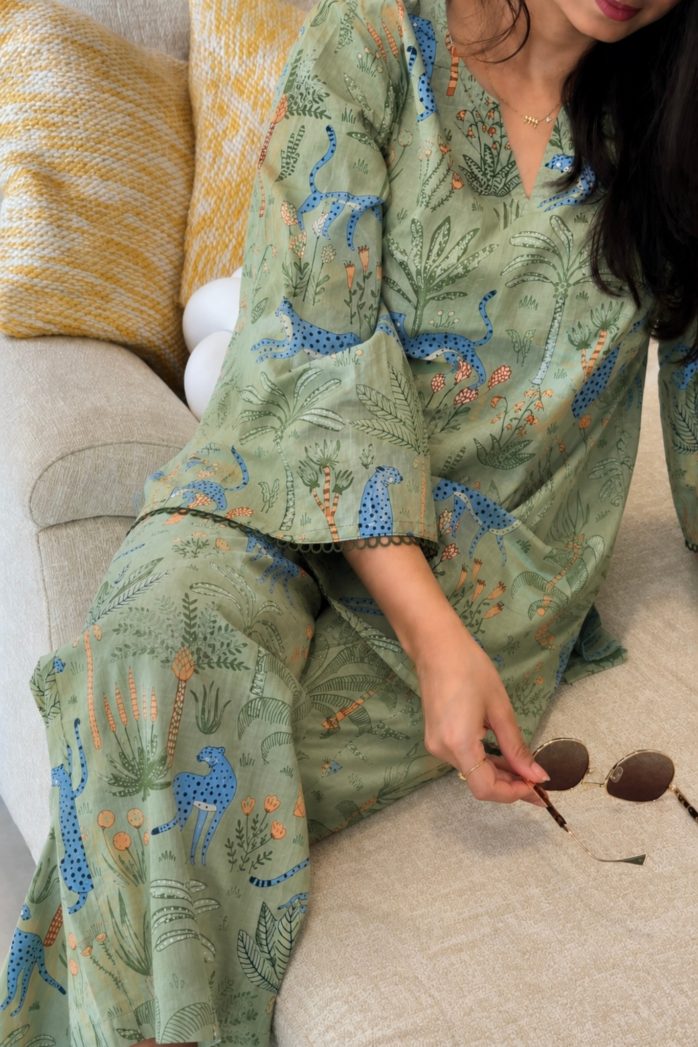 Sage Safari Cotton Printed Co-ord Set