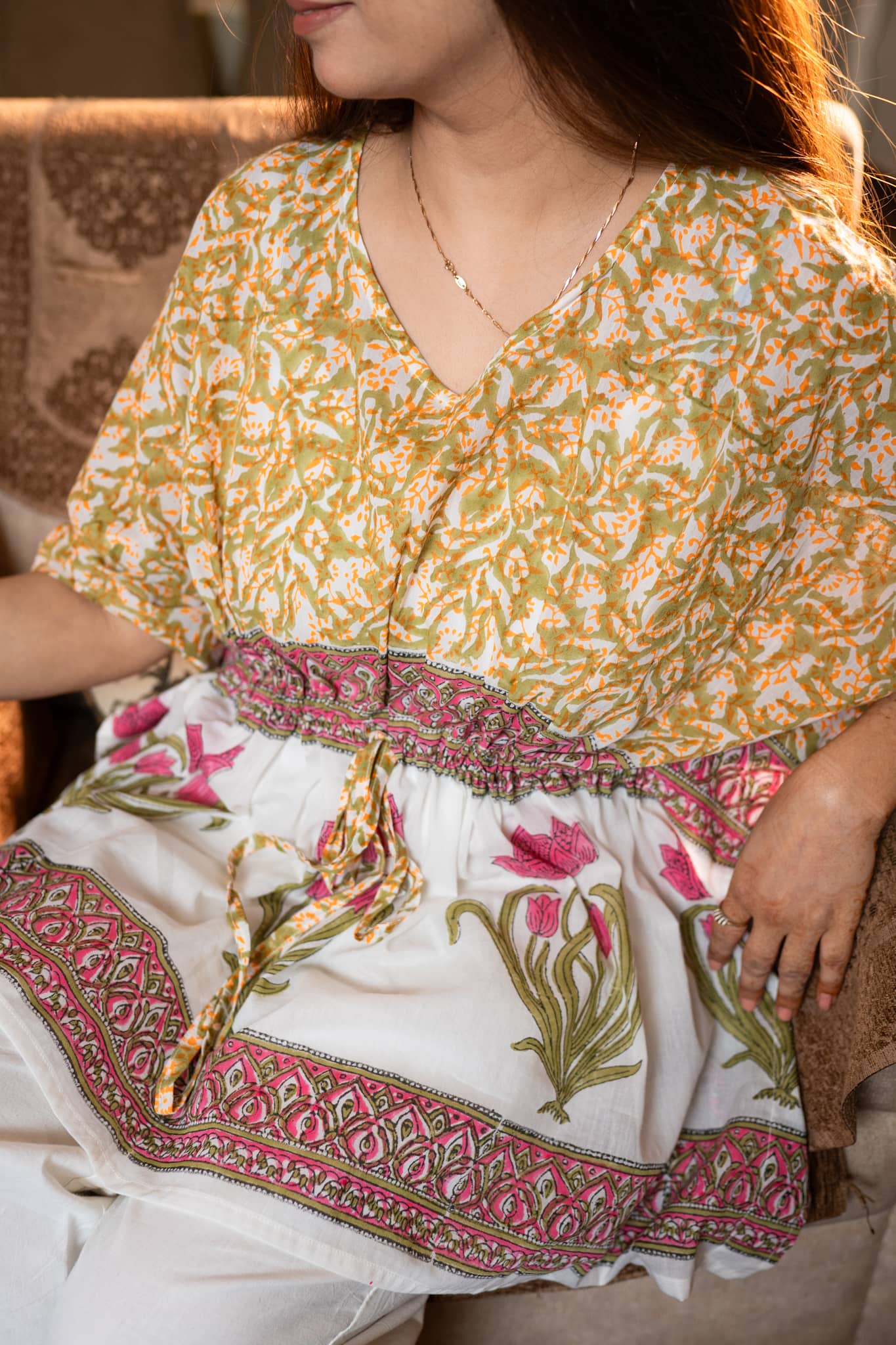 Floral Border Kaftan Set