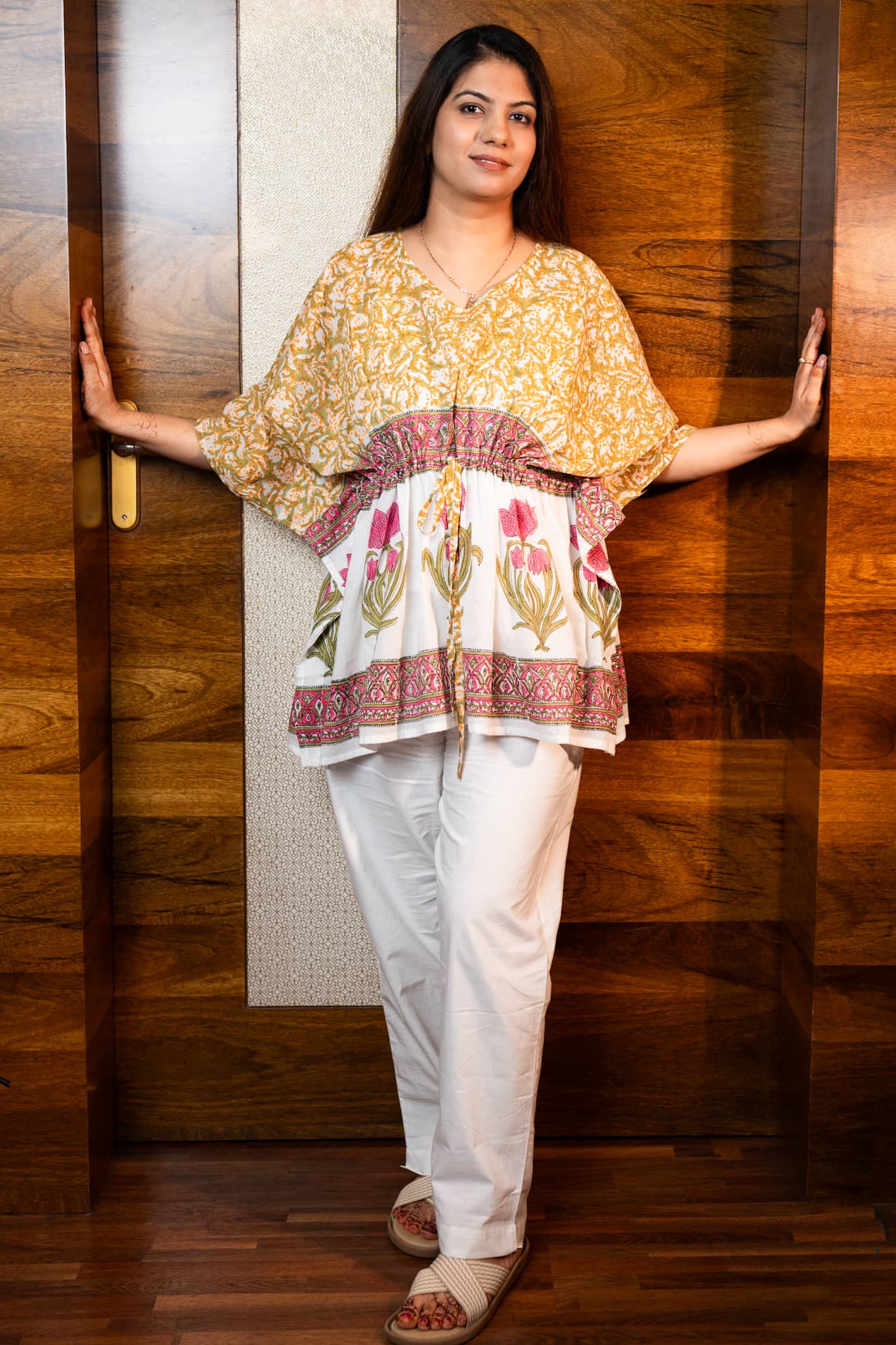 Floral Border Kaftan Set