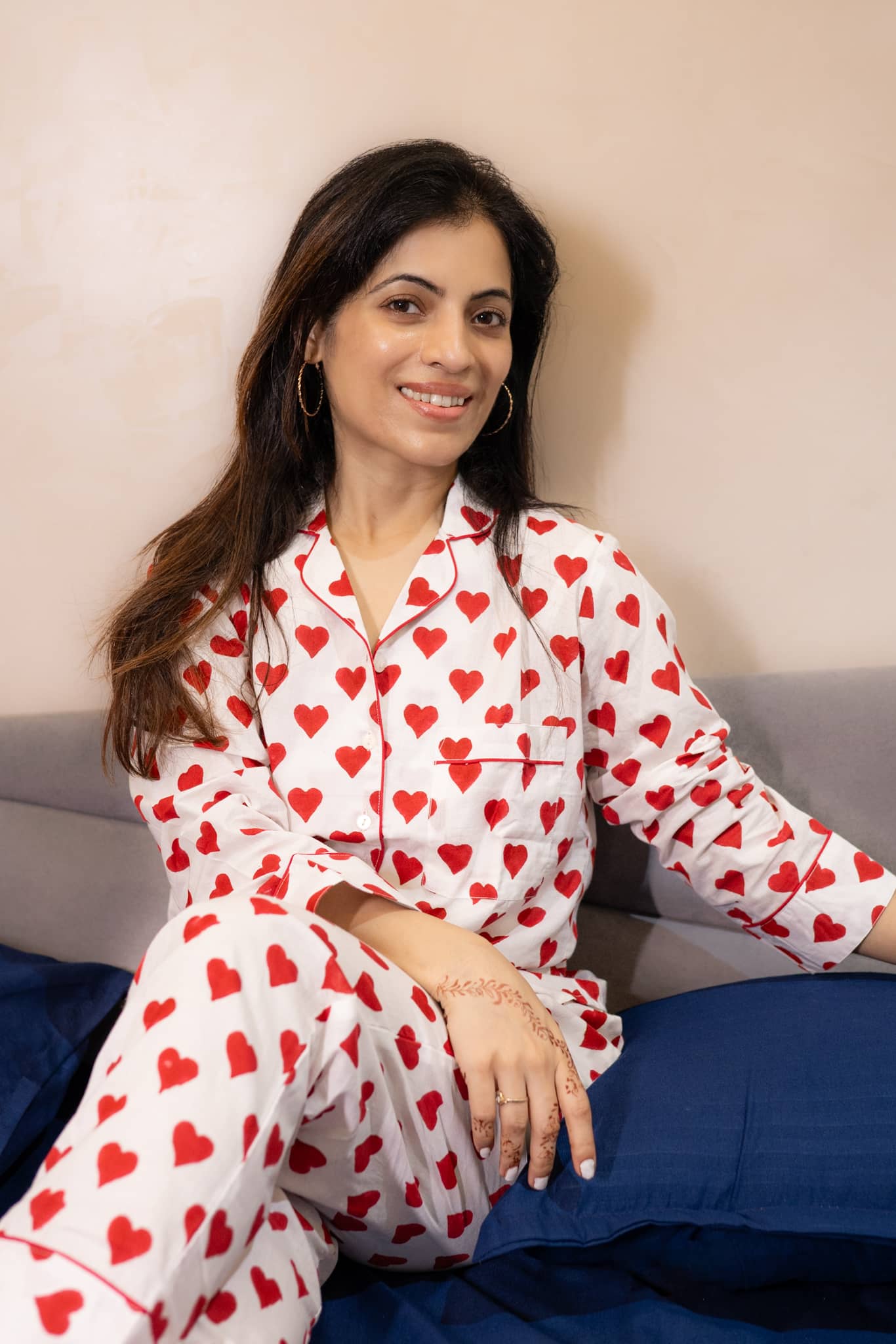 'Ishq' Hand Block Printed Collared Pajama Set