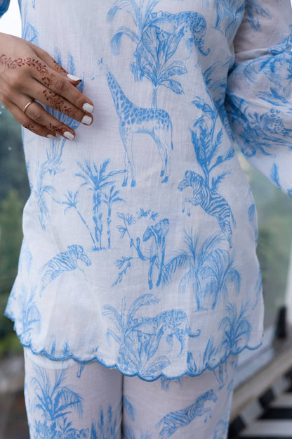 'Neelvan' Hand Screen Printed Co-ord Set