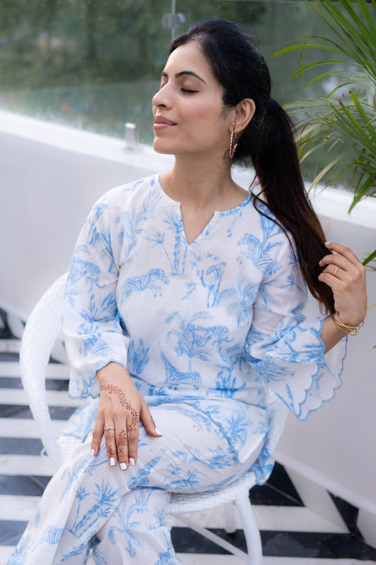 'Neelvan' Hand Screen Printed Co-ord Set