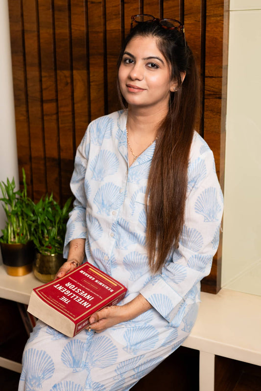 'Shankh' Hand Block Printed Collared Pajama Set